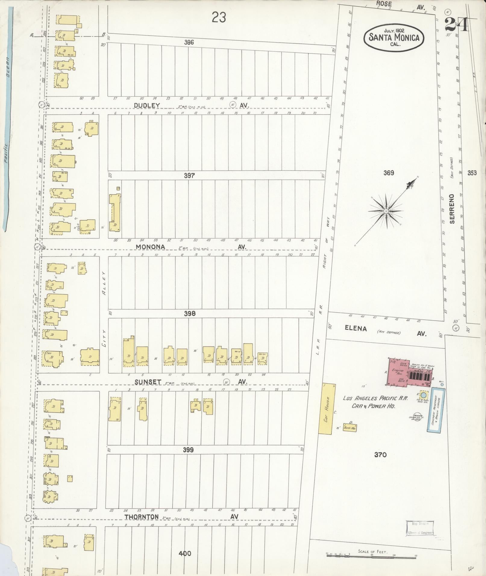 Sanborn Fire Insurance Map from Santa Monica, Los Angeles County, California (1902), Sheet #0024 - Complete Map Set gallery image, historic Sanborn map, vintage wall art, California California