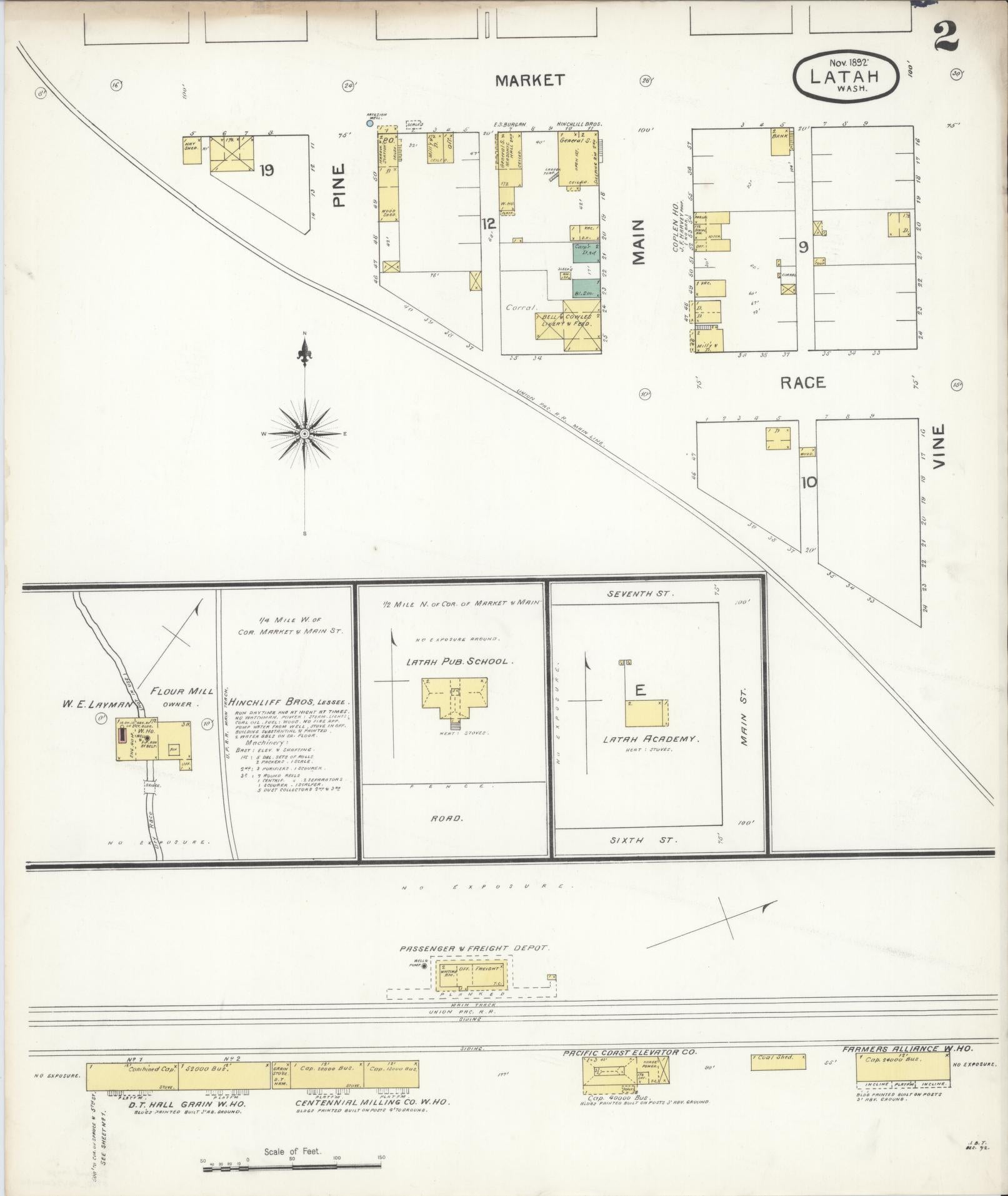 Sanborn Fire Insurance Map from Latah, Spokane County, Washington (1892), Sheet #0002 - Complete Map Set gallery image, historic Sanborn map, vintage wall art, Washington Washington