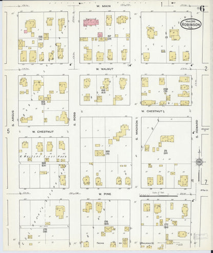 Sanborn Fire Insurance Map from Robinson, Crawford County, Illinois (1916), Sheet #0006 - Complete Map Set gallery image, historic Sanborn map, vintage wall art, Illinois Illinois
