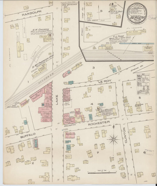 Sanborn Fire Insurance Map from Bergen, Genesee County, New York (1885), Sheet #0001 - Historic Sanborn Fire Insurance Map Print, vintage old map wall art, antique decor, genealogy gift, New York New York map