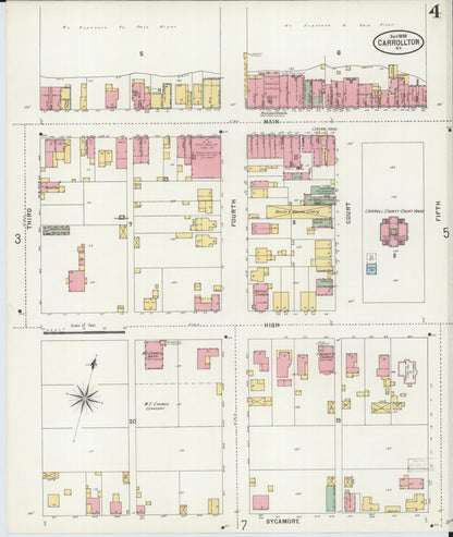 Sanborn Fire Insurance Map from Carrollton, Carroll County, Kentucky (1898), Sheet #0004 - Complete Map Set gallery image, historic Sanborn map, vintage wall art, Kentucky Kentucky