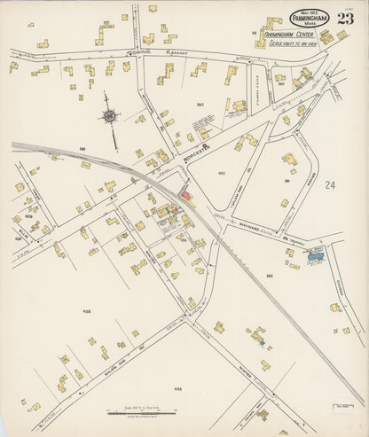 Sanborn Fire Insurance Map from Framingham, Middlesex County, Massachusetts (1922), Sheet #0023 - Complete Map Set gallery image, historic Sanborn map, vintage wall art, Massachusetts Massachusetts