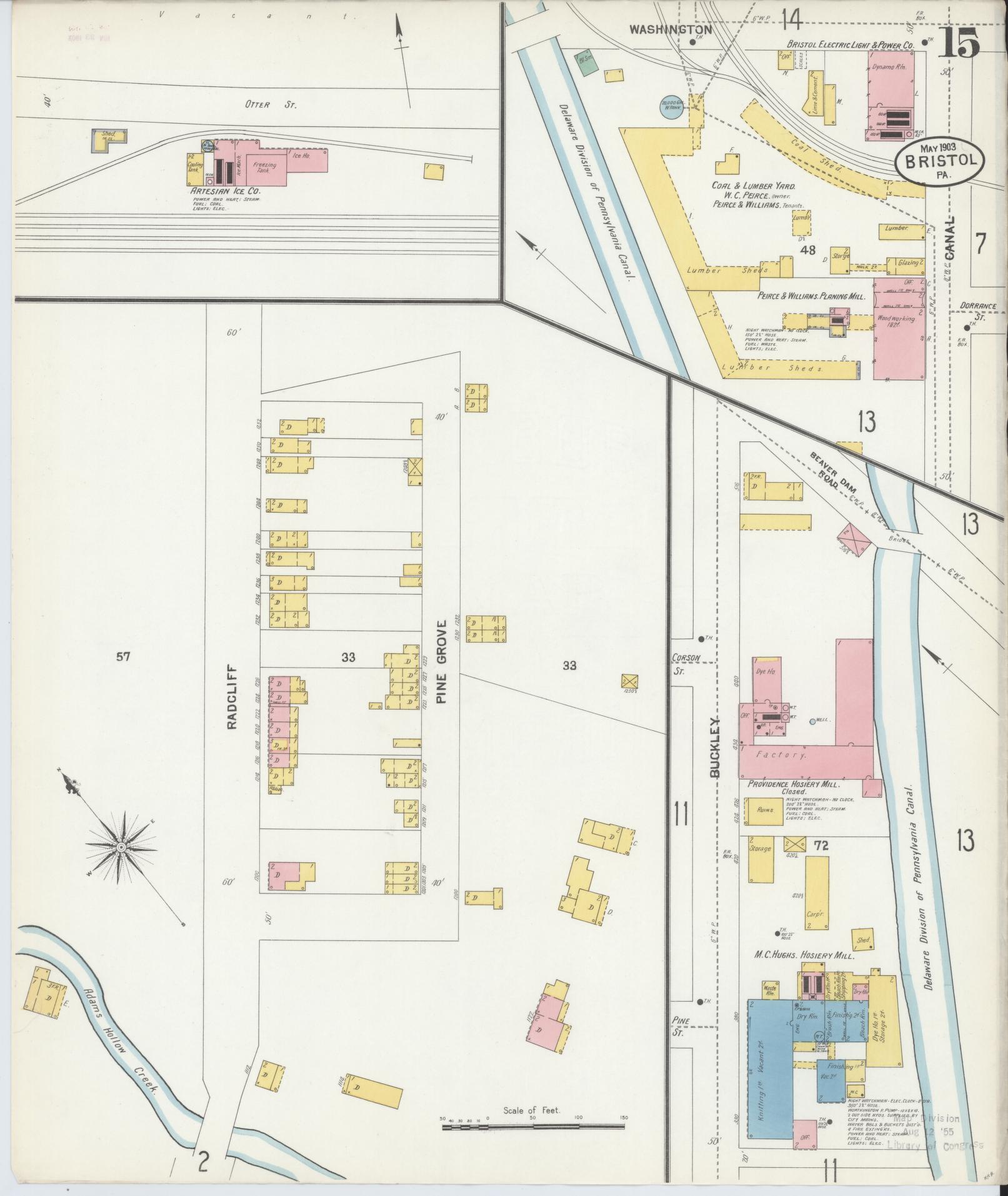 Sanborn Fire Insurance Map from Bristol, Bucks County, Pennsylvania (1903), Sheet #0015 - Historic Sanborn Fire Insurance Map Print, vintage old map wall art, antique decor, genealogy gift, Pennsylvania Pennsylvania map