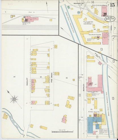 Sanborn Fire Insurance Map from Bristol, Bucks County, Pennsylvania (1903), Sheet #0015 - Historic Sanborn Fire Insurance Map Print, vintage old map wall art, antique decor, genealogy gift, Pennsylvania Pennsylvania map