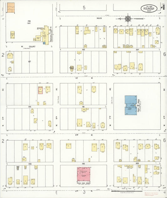 Sanborn Fire Insurance Map from Roundup, Musselshell County, Montana (1920), Sheet #0004 - Historic Sanborn Fire Insurance Map Print, vintage old map wall art, antique decor, genealogy gift, Montana Montana map