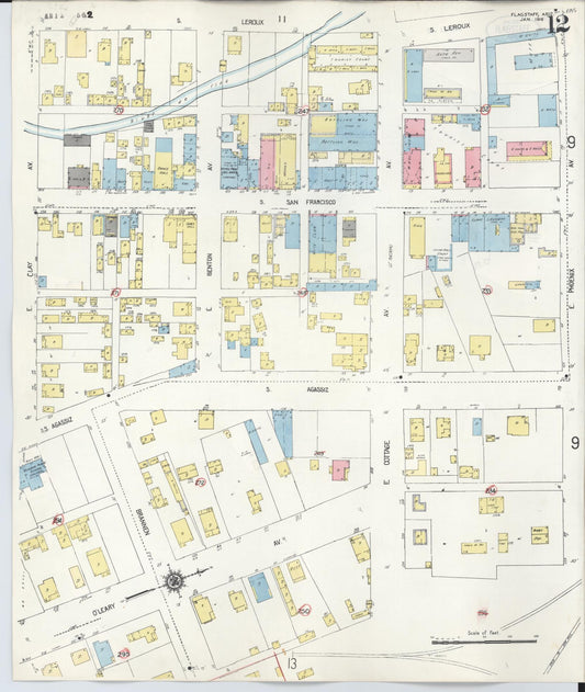 Sanborn Fire Insurance Map from Flagstaff, Coconino County, Arizona (1948), Sheet #0012 - Historic Sanborn Fire Insurance Map Print, vintage old map wall art, antique decor, genealogy gift, Arizona Arizona map