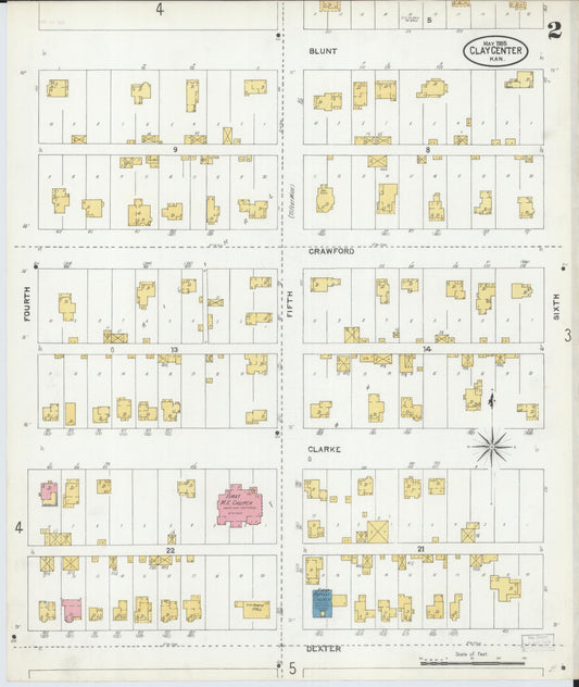 Sanborn Fire Insurance Map from Clay Center, Clay County, Kansas (1905), Sheet #0002 - Historic Sanborn Fire Insurance Map Print, vintage old map wall art, antique decor, genealogy gift, Kansas Kansas map