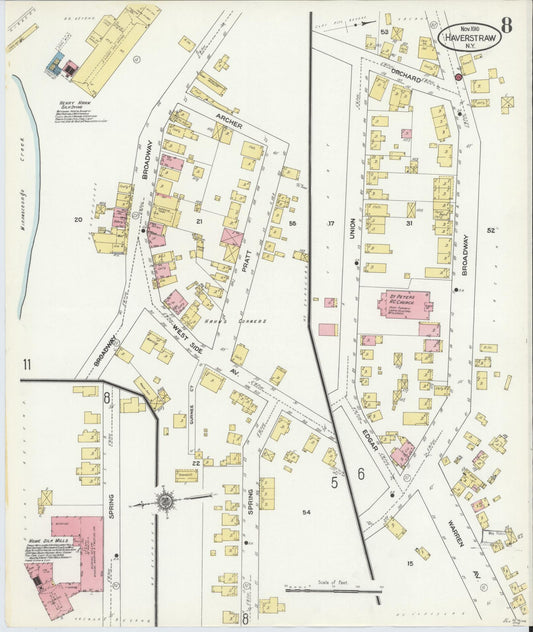 Sanborn Fire Insurance Map from Haverstraw, Rockland County, New York (1910), Sheet #0008 - Historic Sanborn Fire Insurance Map Print, vintage old map wall art, antique decor, genealogy gift, New York New York map