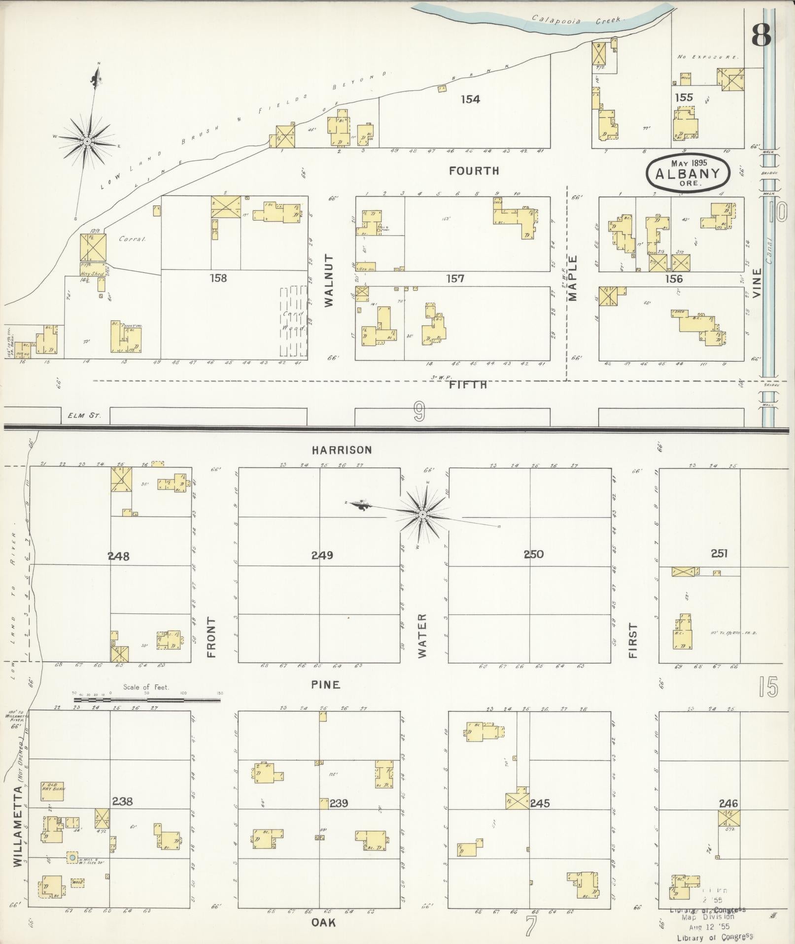 Sanborn Fire Insurance Map from Albany, Linn County, Oregon (1895), Sheet #0008 - Complete Map Set gallery image, historic Sanborn map, vintage wall art, Oregon Oregon