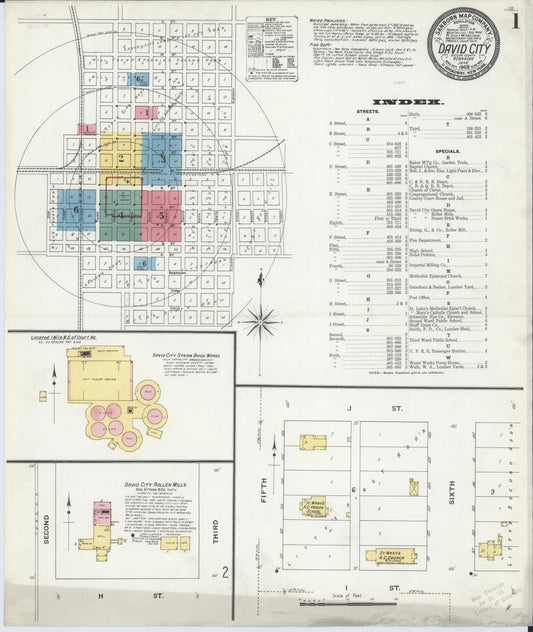 Sanborn Fire Insurance Map from David City, Butler County, Nebraska (1909), Sheet #0001 - Complete Map Set gallery image, historic Sanborn map, vintage wall art, Nebraska Nebraska