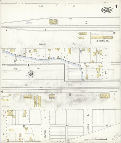 Sanborn Fire Insurance Map from Columbus, Stillwater County, Montana (1907), Sheet #0004 - Complete Map Set gallery image, historic Sanborn map, vintage wall art, Montana Montana