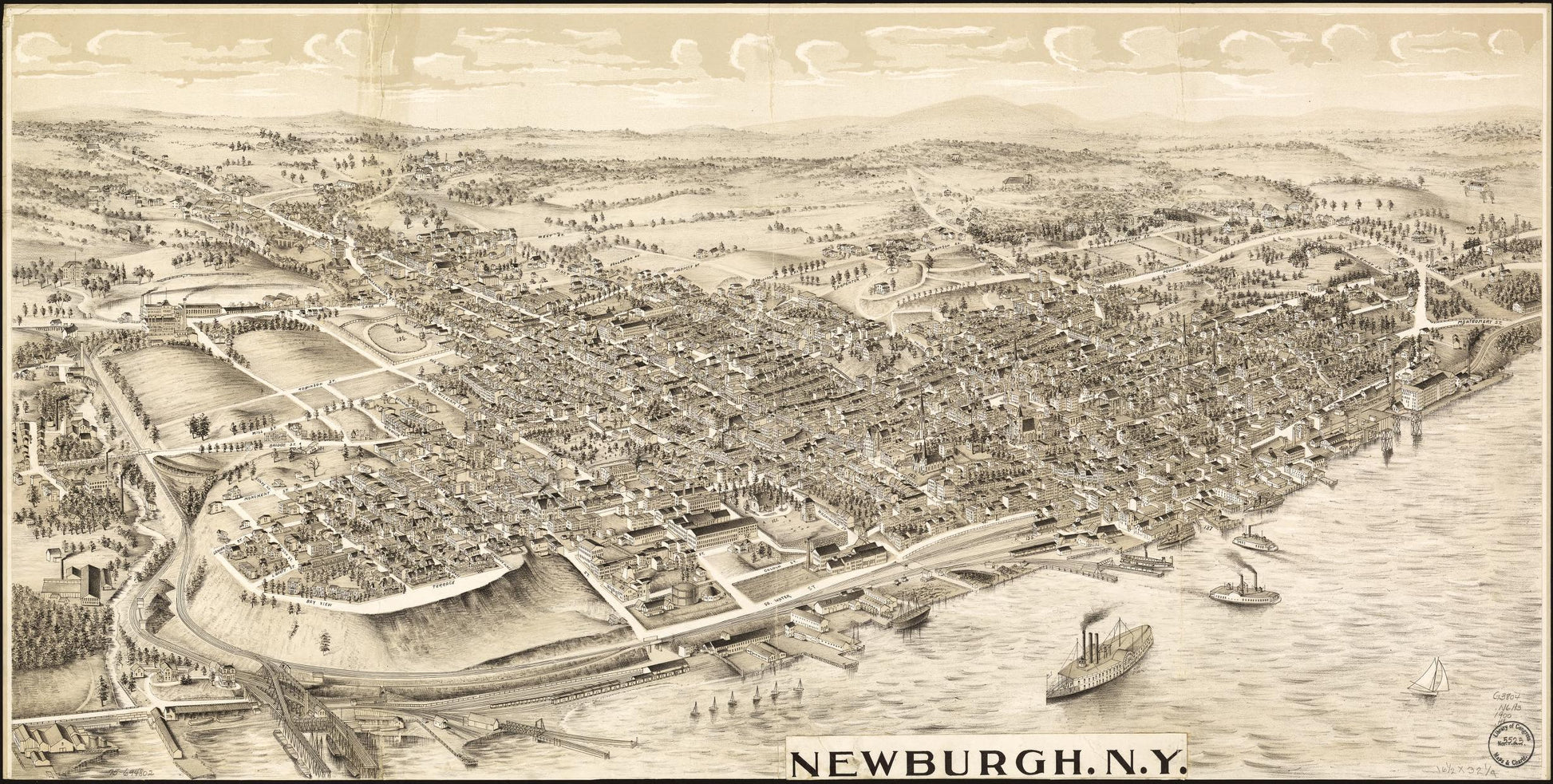 Newburgh, N.Y. (1900) – Historic Bird’s-Eye View Panorama Print