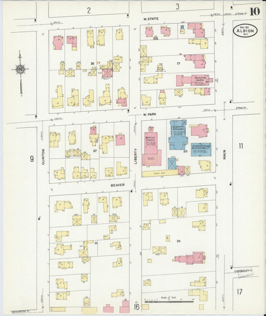 Sanborn Fire Insurance Map from Albion, Orleans County, New York (1911), Sheet #0010 - Historic Sanborn Fire Insurance Map Print, vintage old map wall art, antique decor, genealogy gift, New York New York map