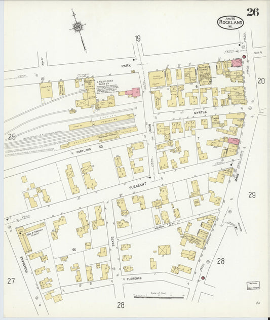 Sanborn Fire Insurance Map from Rockland, Knox County, Maine (1912), Sheet #0026 - Historic Sanborn Fire Insurance Map Print, vintage old map wall art, antique decor, genealogy gift, Maine Maine map