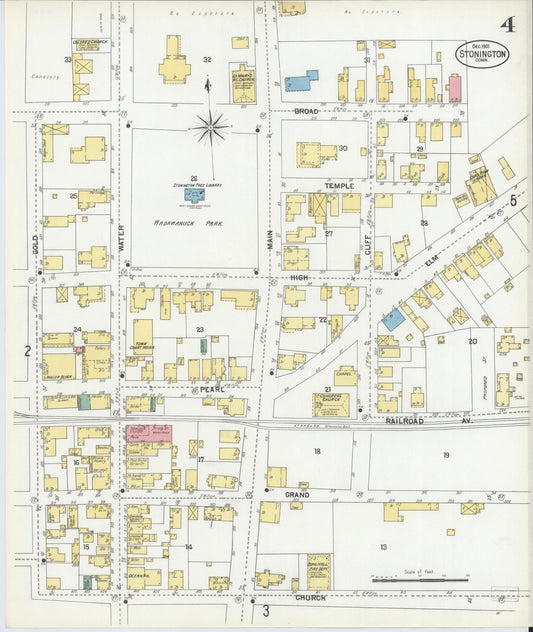 Sanborn Fire Insurance Map from Stonington, New London County, Connecticut (1901), Sheet #0004 - Historic Sanborn Fire Insurance Map Print, vintage old map wall art, antique decor, genealogy gift, Connecticut Connecticut map
