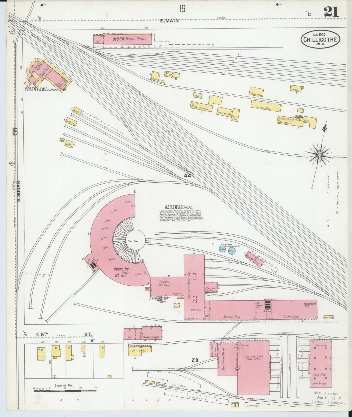 Sanborn Fire Insurance Map from Chillicothe, Ross County, Ohio (1900), Sheet #0021 - Complete Map Set gallery image, historic Sanborn map, vintage wall art, Ohio Ohio