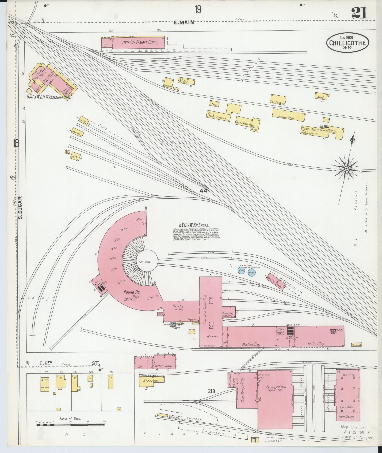 Sanborn Fire Insurance Map from Chillicothe, Ross County, Ohio (1900), Sheet #0021 - Complete Map Set gallery image, historic Sanborn map, vintage wall art, Ohio Ohio