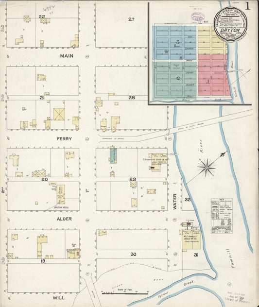 Sanborn Fire Insurance Map from Dayton, Yamhill County, Oregon (1893), Sheet #0001 - Complete Map Set gallery image, historic Sanborn map, vintage wall art, Oregon Oregon