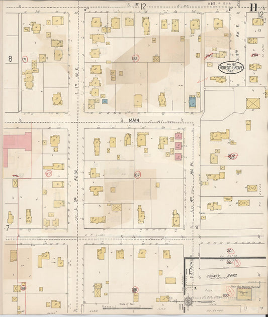 Sanborn Fire Insurance Map from Forest Grove, Washington County, Oregon (1939), Sheet #0011 - Historic Sanborn Fire Insurance Map Print, vintage old map wall art, antique decor, genealogy gift, Oregon Oregon map