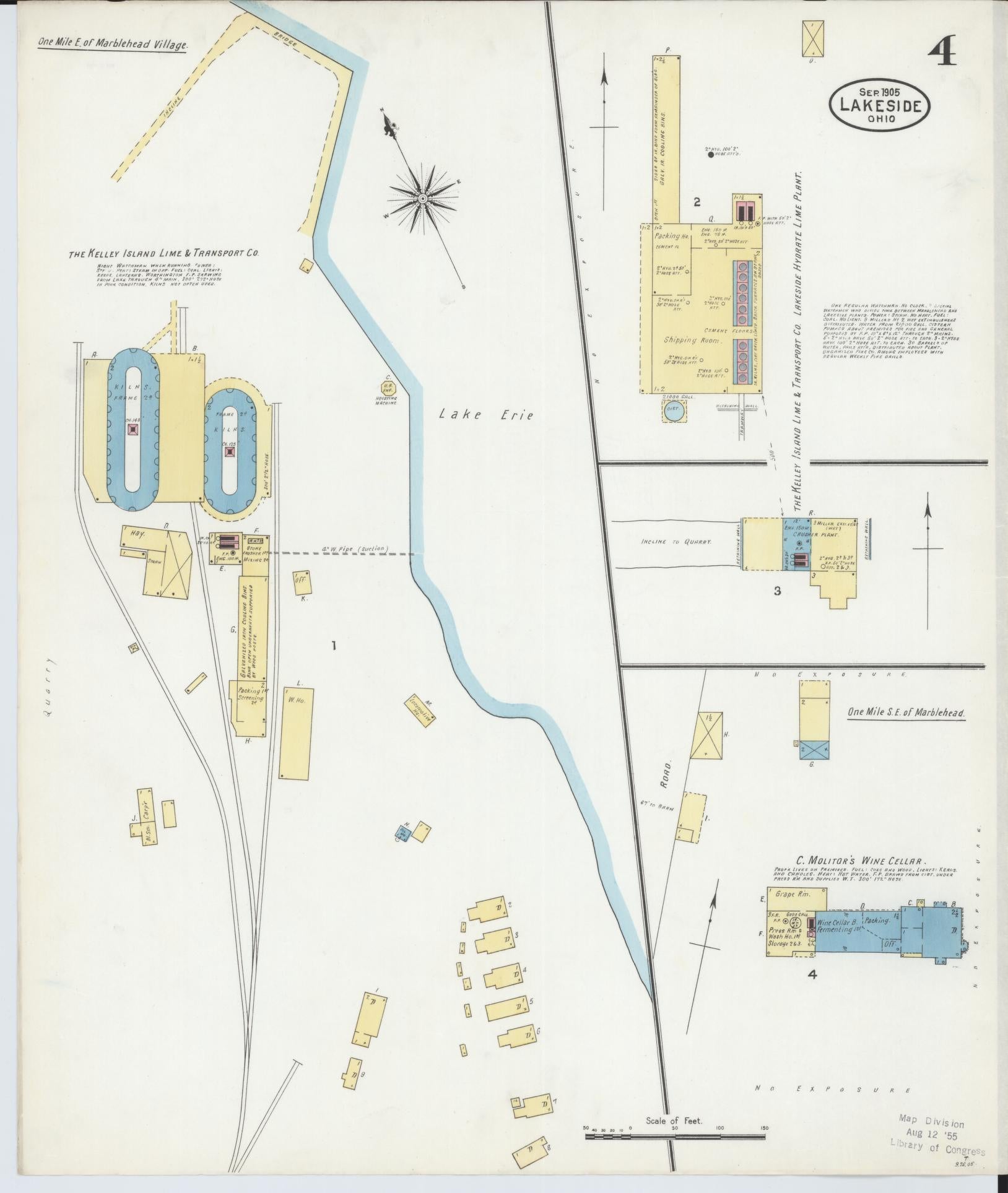 Sanborn Fire Insurance Map from Lakeside, Ottawa County, Ohio (1905), Sheet #0004 - Historic Sanborn Fire Insurance Map Print, vintage old map wall art, antique decor, genealogy gift, Ohio Ohio map