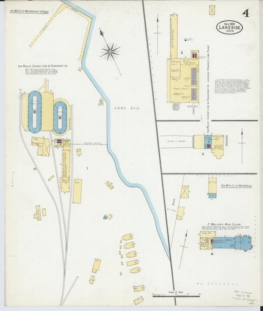 Sanborn Fire Insurance Map from Lakeside, Ottawa County, Ohio (1905), Sheet #0004 - Historic Sanborn Fire Insurance Map Print, vintage old map wall art, antique decor, genealogy gift, Ohio Ohio map