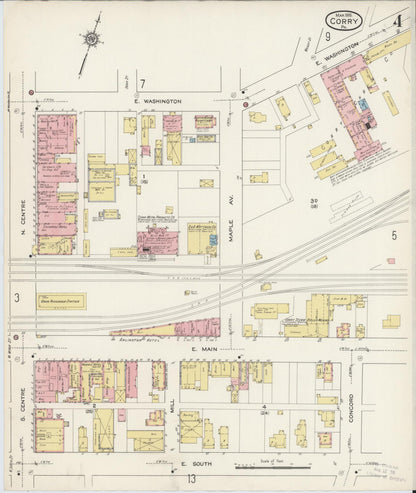 Sanborn Fire Insurance Map from Corry, Erie County, Pennsylvania (1915), Sheet #0004 - Complete Map Set gallery image, historic Sanborn map, vintage wall art, Pennsylvania Pennsylvania
