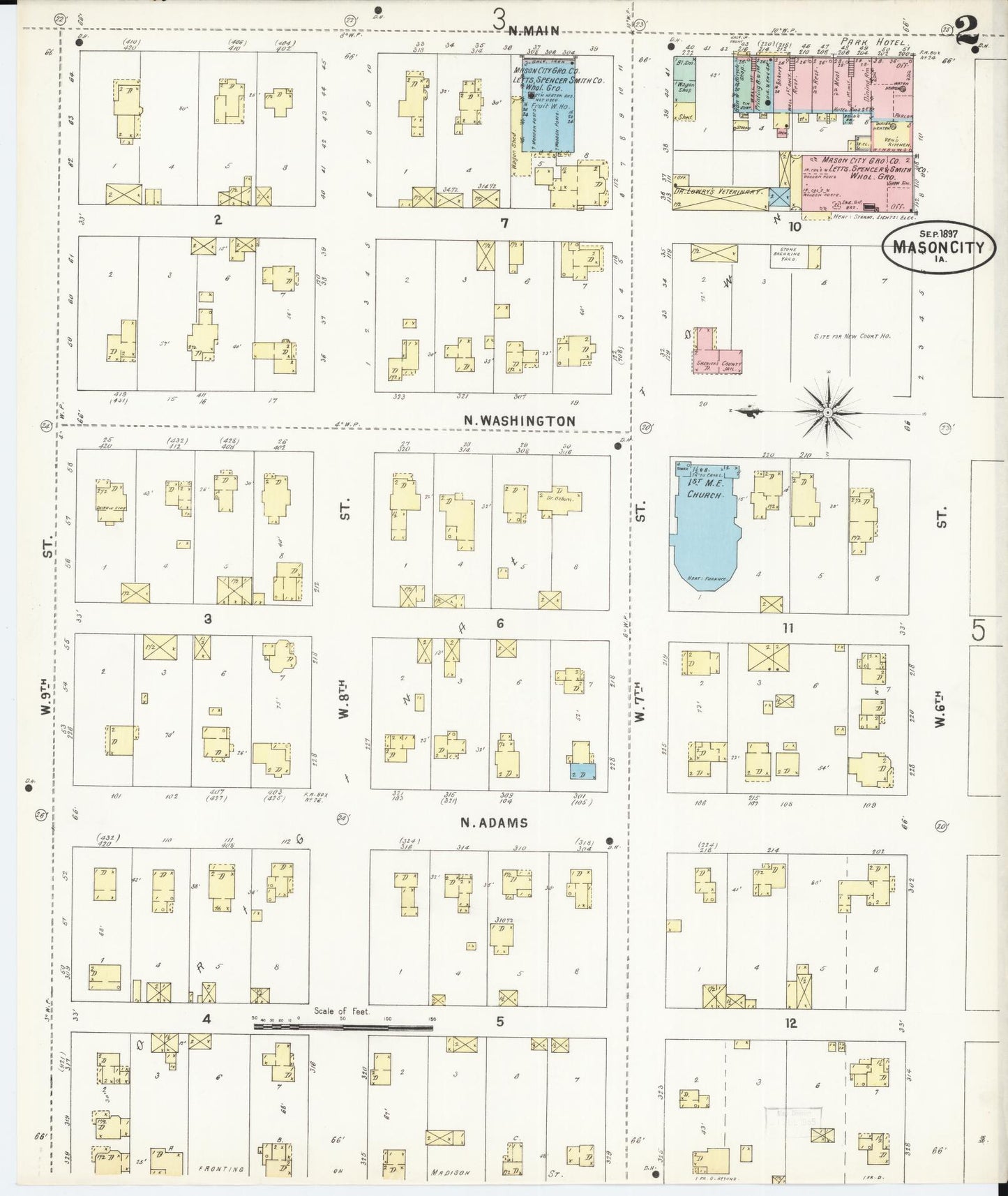 Sanborn Fire Insurance Map from Mason City, Cerro Gordo County, Iowa (1897), Sheet #0002 - Historic Sanborn Fire Insurance Map Print