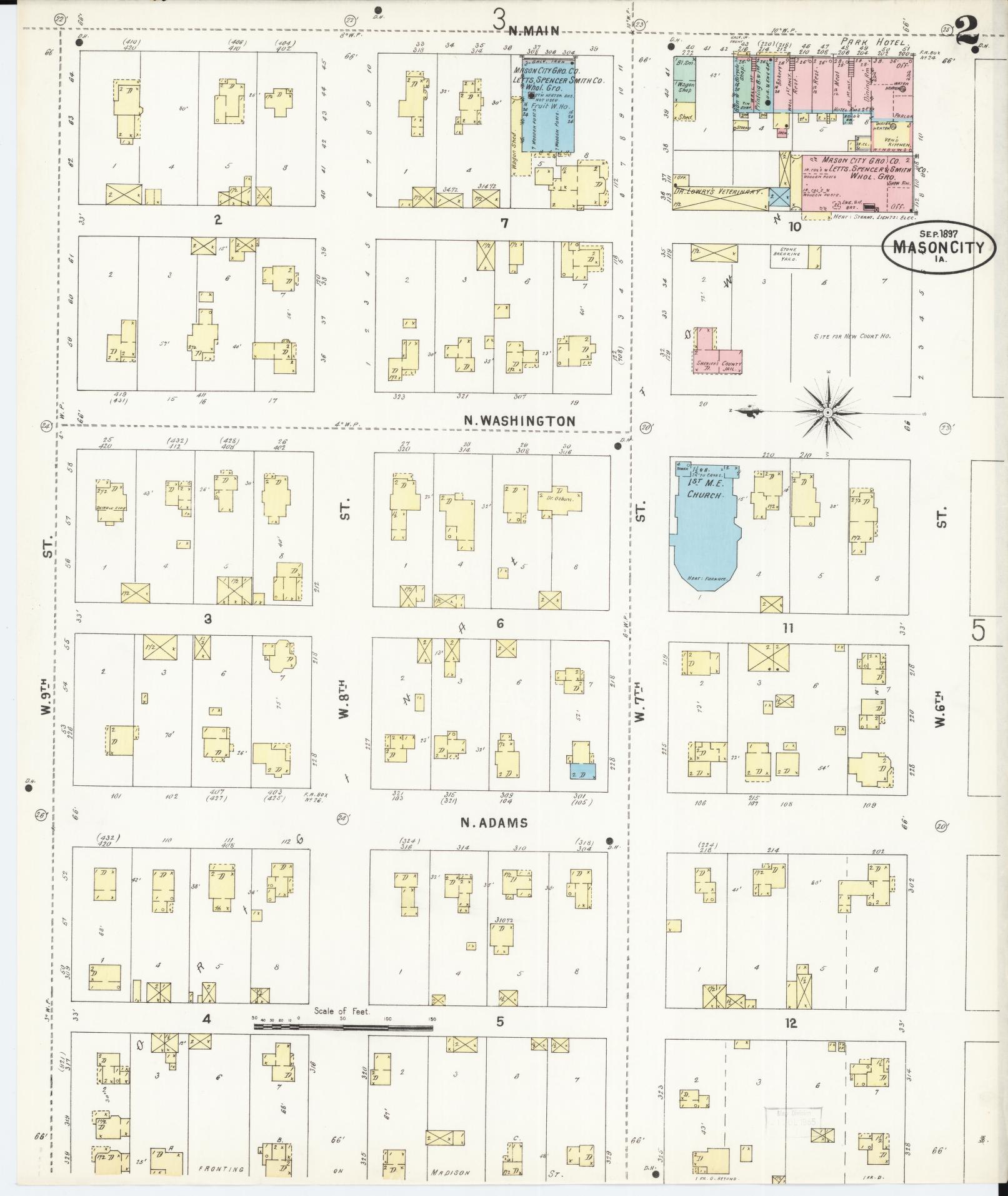Sanborn Fire Insurance Map from Mason City, Cerro Gordo County, Iowa (1897), Sheet #0002 - Historic Sanborn Fire Insurance Map Print