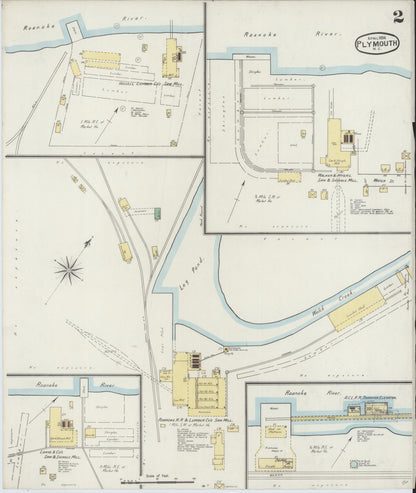 Sanborn Fire Insurance Map from Plymouth, Washington County, North Carolina (1894), Sheet #0002 - Complete Map Set gallery image, historic Sanborn map, vintage wall art, North Carolina North Carolina