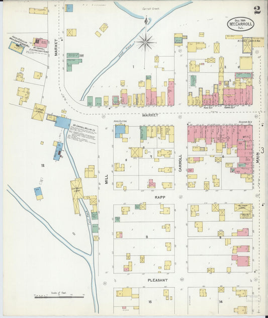 Sanborn Fire Insurance Map from Mount Carroll, Carroll County, Illinois (1904), Sheet #0002 - Historic Sanborn Fire Insurance Map Print, vintage old map wall art, antique decor, genealogy gift, Illinois Illinois map