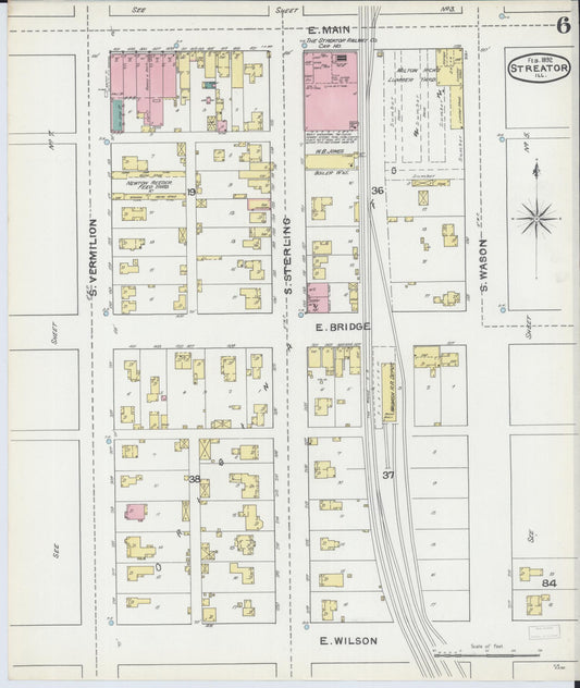 Sanborn Fire Insurance Map from Streator, La Salle County, Illinois (1892), Sheet #0006 - Historic Sanborn Fire Insurance Map Print, vintage old map wall art, antique decor, genealogy gift, Illinois Illinois map