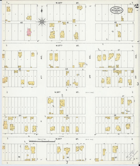 Sanborn Fire Insurance Map from Kearney, Buffalo County, Nebraska (1904), Sheet #0002 - Historic Sanborn Fire Insurance Map Print, vintage old map wall art, antique decor, genealogy gift, Nebraska Nebraska map