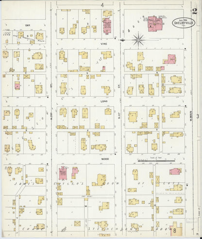 Sanborn Fire Insurance Map from Shelbyville, Shelby County, Illinois (1906), Sheet #0002 - Historic Sanborn Fire Insurance Map Print, vintage old map wall art, antique decor, genealogy gift, Illinois Illinois map