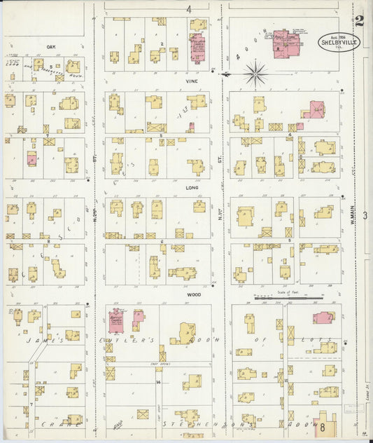 Sanborn Fire Insurance Map from Shelbyville, Shelby County, Illinois (1906), Sheet #0002 - Historic Sanborn Fire Insurance Map Print, vintage old map wall art, antique decor, genealogy gift, Illinois Illinois map