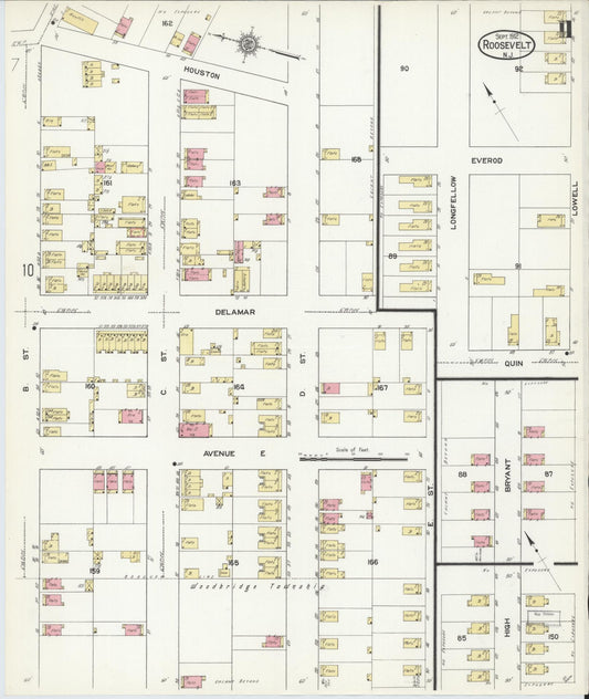 Sanborn Fire Insurance Map from Roosevelt, Middlesex County, New Jersey (1912), Sheet #0011 - Historic Sanborn Fire Insurance Map Print, vintage old map wall art, antique decor, genealogy gift, New Jersey New Jersey map