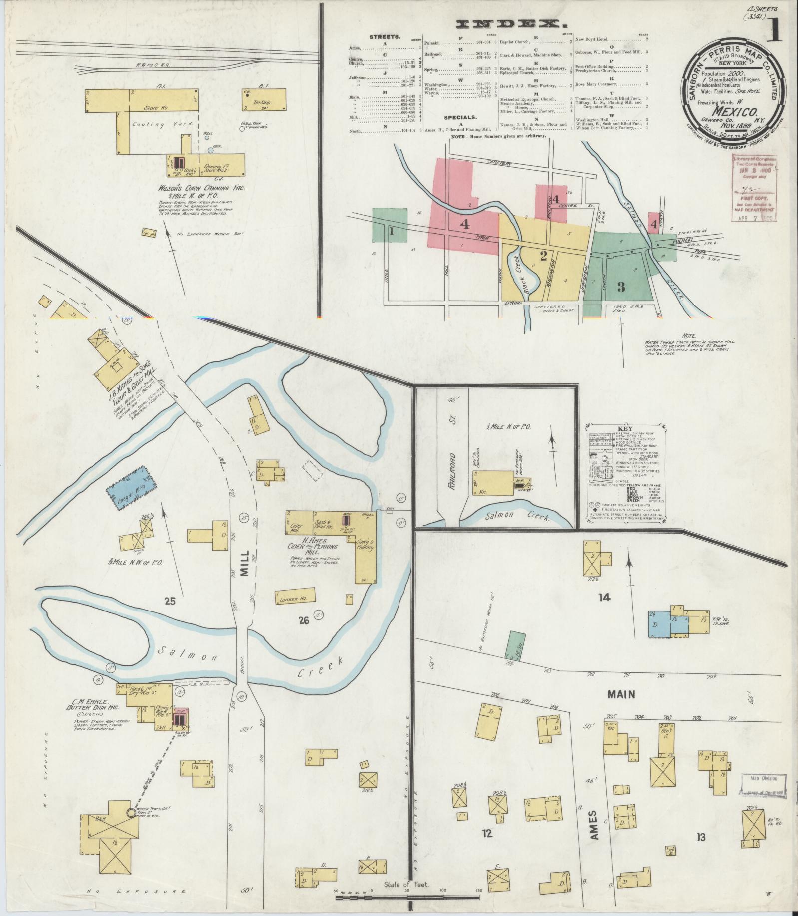 Sanborn Fire Insurance Map from Mexico, Oswego County, New York. (1899) – Historic Sanborn Fire Insurance Map Print