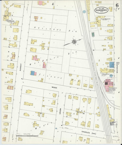 Sanborn Fire Insurance Map from Oconomowoc, Waukesha County, Wisconsin (1909), Sheet #0006 - Complete Map Set gallery image, historic Sanborn map, vintage wall art, Wisconsin Wisconsin