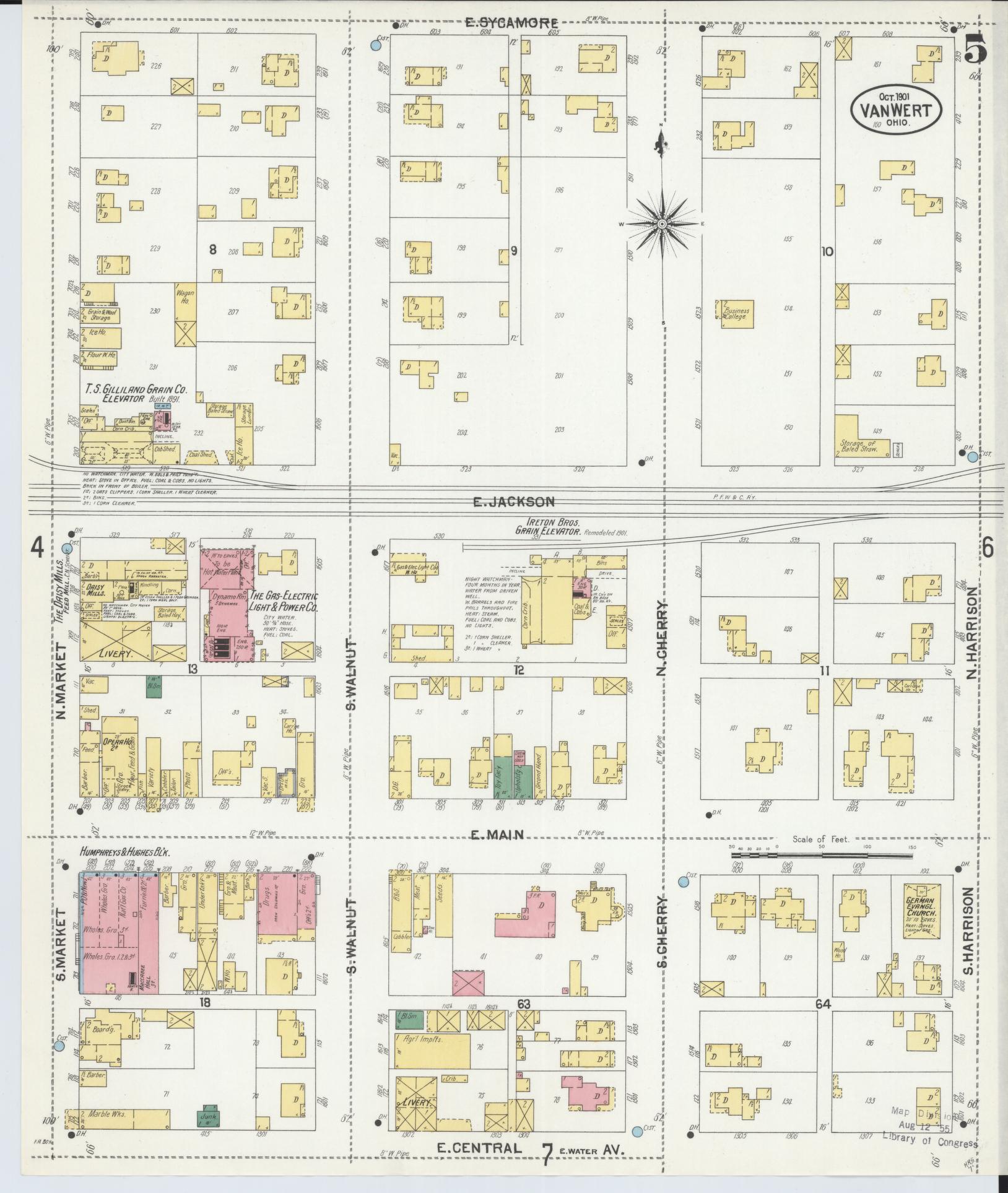 Sanborn Fire Insurance Map from Van Wert, Van Wert County, Ohio (1901), Sheet #0005 - Complete Map Set gallery image, historic Sanborn map, vintage wall art, Ohio Ohio