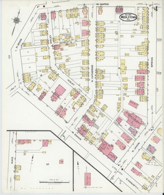 Sanborn Fire Insurance Map from Middletown, Dauphin County, Pennsylvania (1920), Sheet #0004 - Historic Sanborn Fire Insurance Map Print, vintage old map wall art, antique decor, genealogy gift, Pennsylvania Pennsylvania map