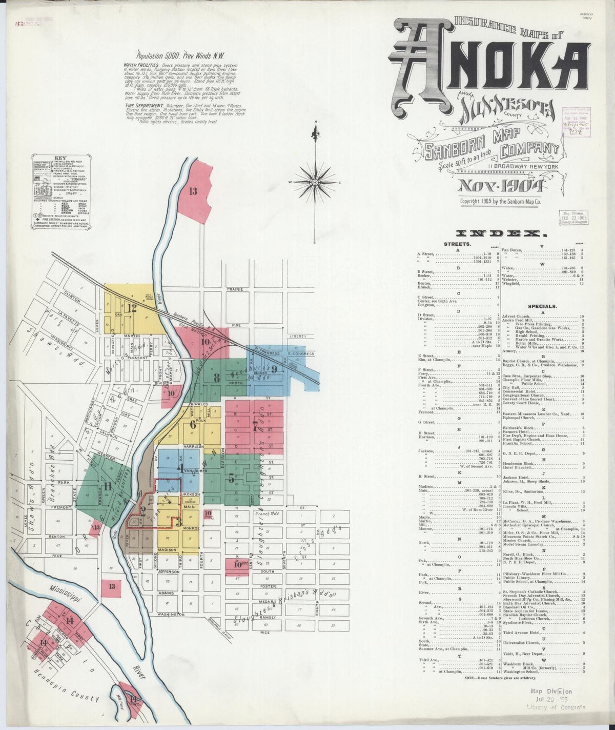 Sanborn Fire Insurance Map from Anoka, Anoka County, Minnesota (1904), Sheet #0001 - Complete Map Set gallery image, historic Sanborn map, vintage wall art, Minnesota Minnesota