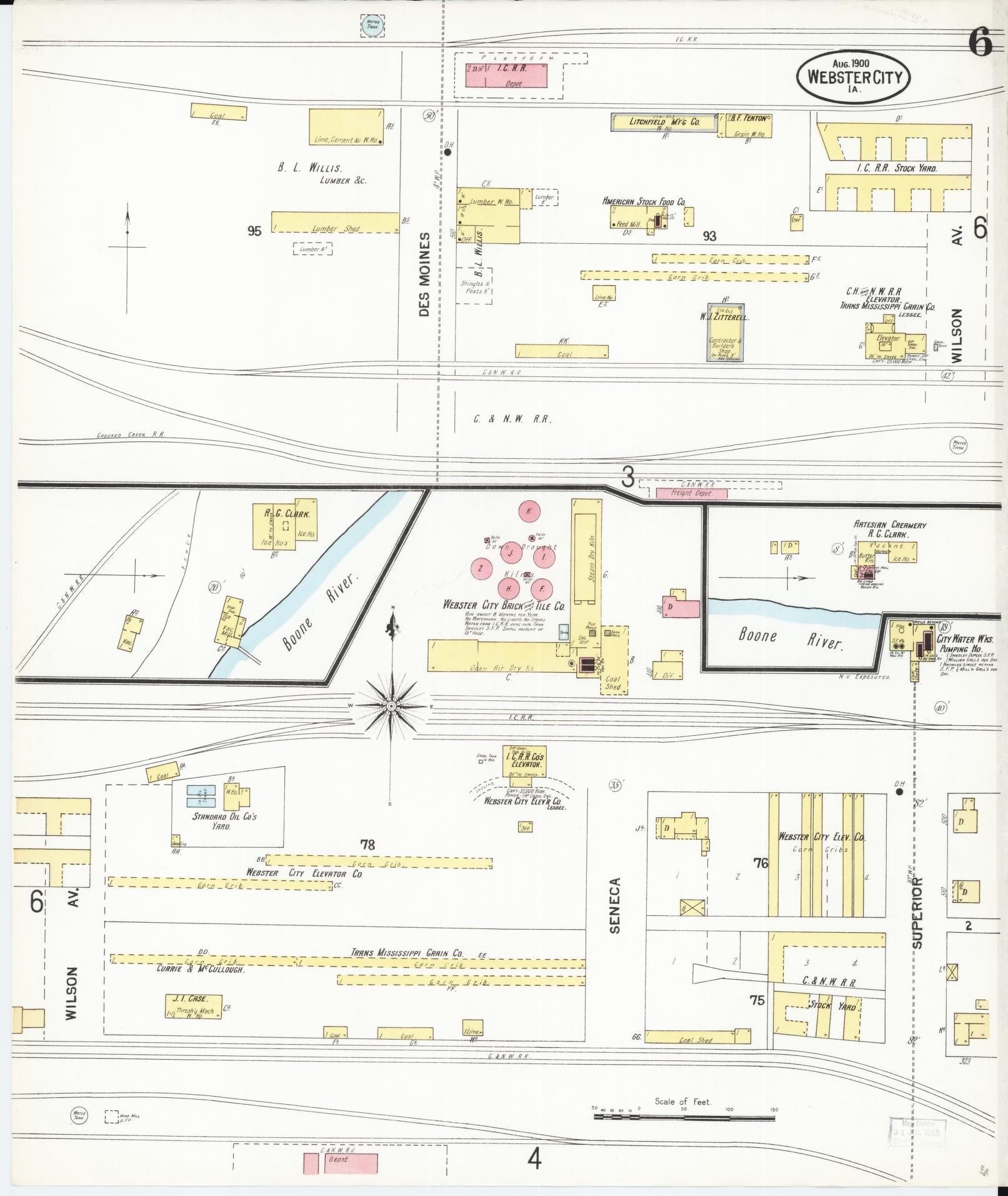 Sanborn Fire Insurance Map from Webster City, Hamilton County, Iowa (1900), Sheet #0006 - Historic Sanborn Fire Insurance Map Print