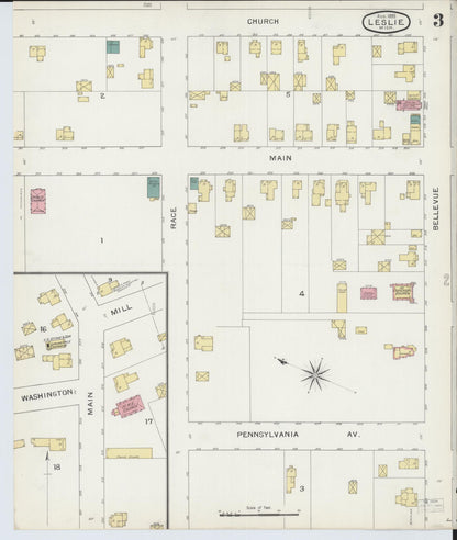 Sanborn Fire Insurance Map from Leslie, Ingham County, Michigan (1893), Sheet #0003 - Complete Map Set gallery image, historic Sanborn map, vintage wall art, Michigan Michigan