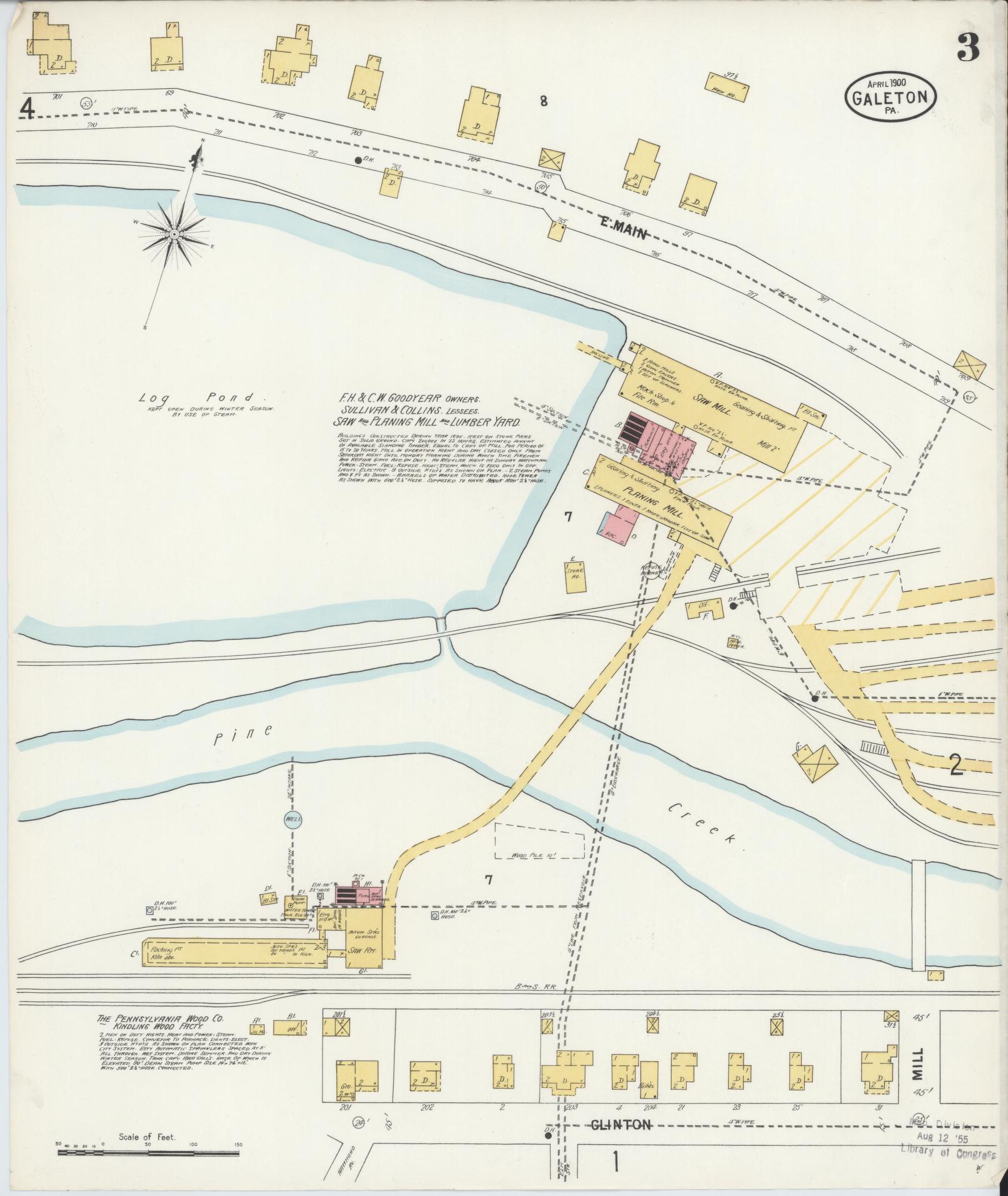 Sanborn Fire Insurance Map from Galeton, Potter County, Pennsylvania (1900), Sheet #0003 - Historic Sanborn Fire Insurance Map Print, vintage old map wall art, antique decor, genealogy gift, Pennsylvania Pennsylvania map