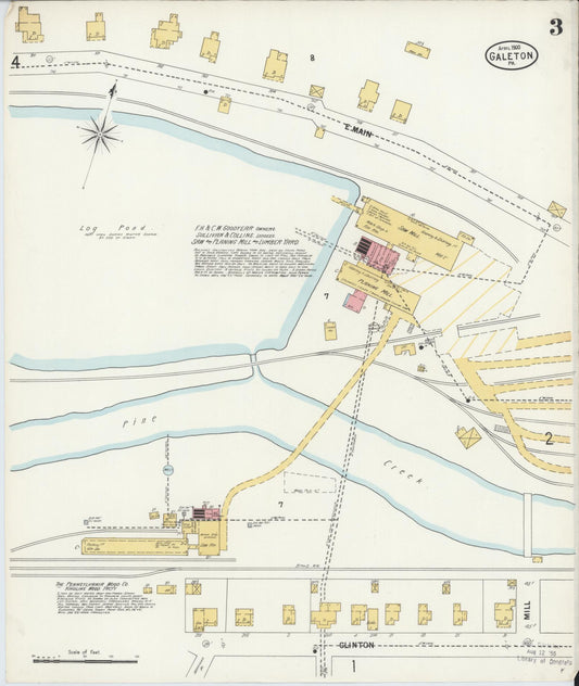 Sanborn Fire Insurance Map from Galeton, Potter County, Pennsylvania (1900), Sheet #0003 - Historic Sanborn Fire Insurance Map Print, vintage old map wall art, antique decor, genealogy gift, Pennsylvania Pennsylvania map