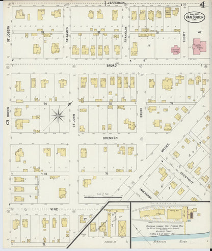 Sanborn Fire Insurance Map from Van Buren, Crawford County, Arkansas (1897), Sheet #0004 - Complete Map Set gallery image, historic Sanborn map, vintage wall art, Arkansas Arkansas