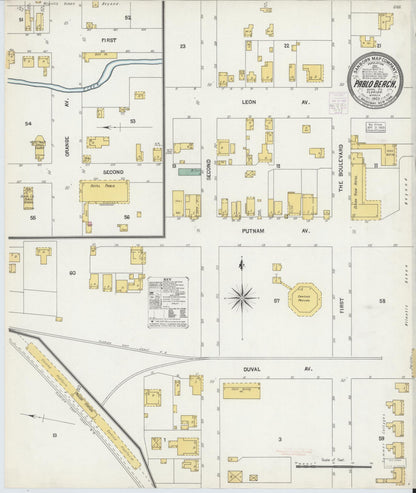 Sanborn Fire Insurance Map from Pablo Beach, Duval County, Florida (1903), Sheet #0001 - Historic Sanborn Fire Insurance Map Print, vintage old map wall art, antique decor, genealogy gift, Florida Florida map