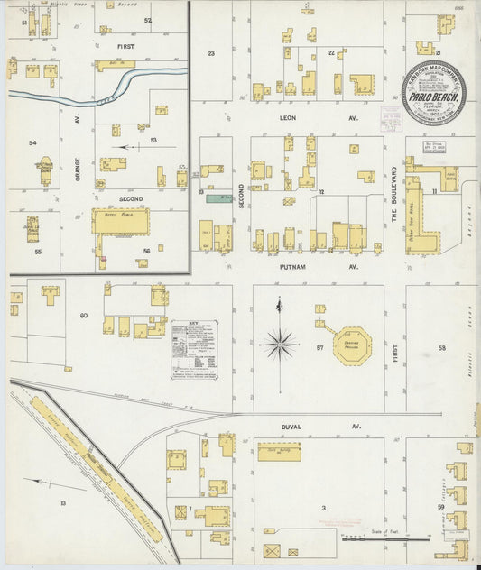Sanborn Fire Insurance Map from Pablo Beach, Duval County, Florida (1903), Sheet #0001 - Historic Sanborn Fire Insurance Map Print, vintage old map wall art, antique decor, genealogy gift, Florida Florida map
