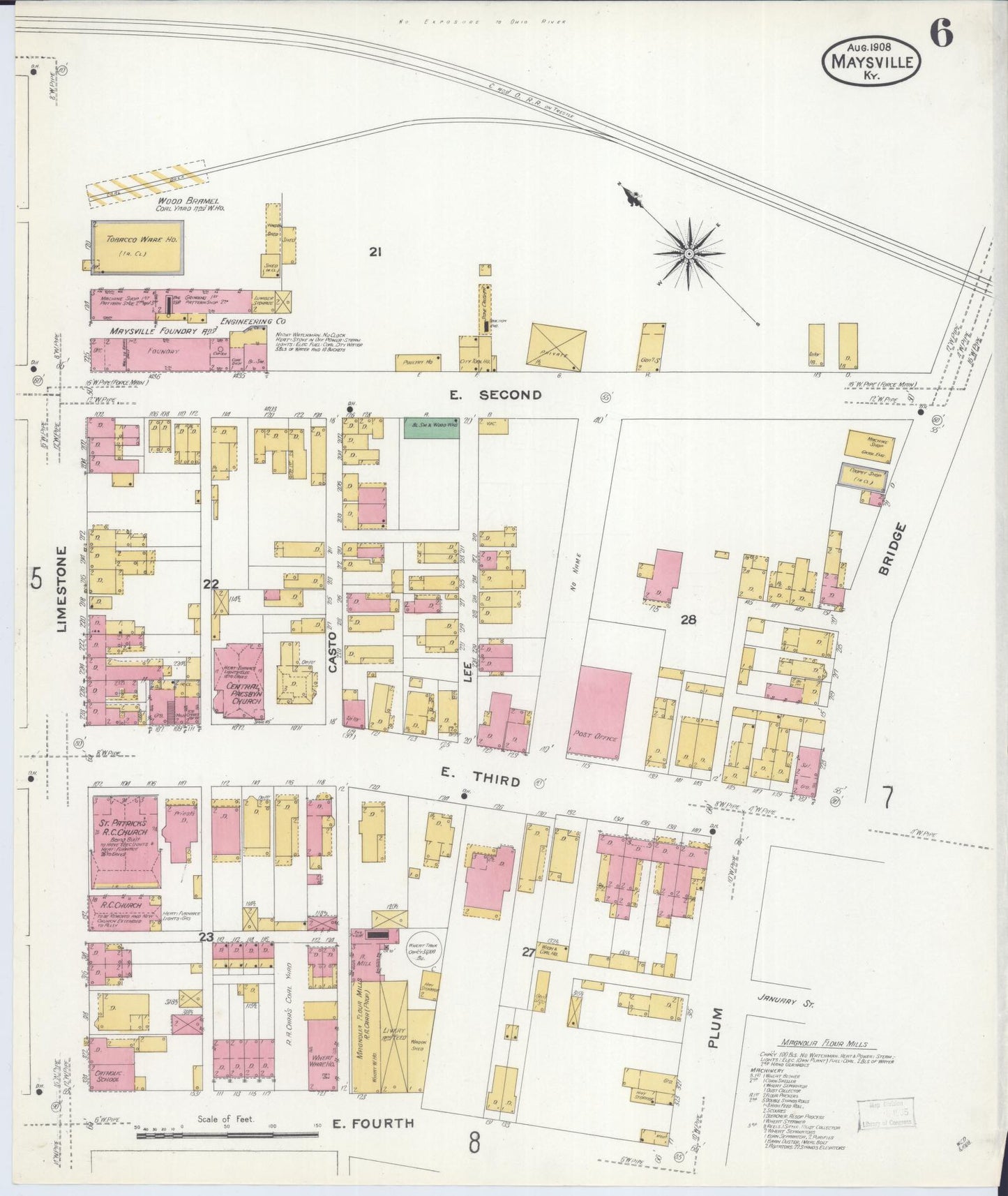 Sanborn Fire Insurance Map from Maysville, Mason County, Kentucky (1908), Sheet #0006 - Complete Map Set gallery image, historic Sanborn map, vintage wall art, Kentucky Kentucky