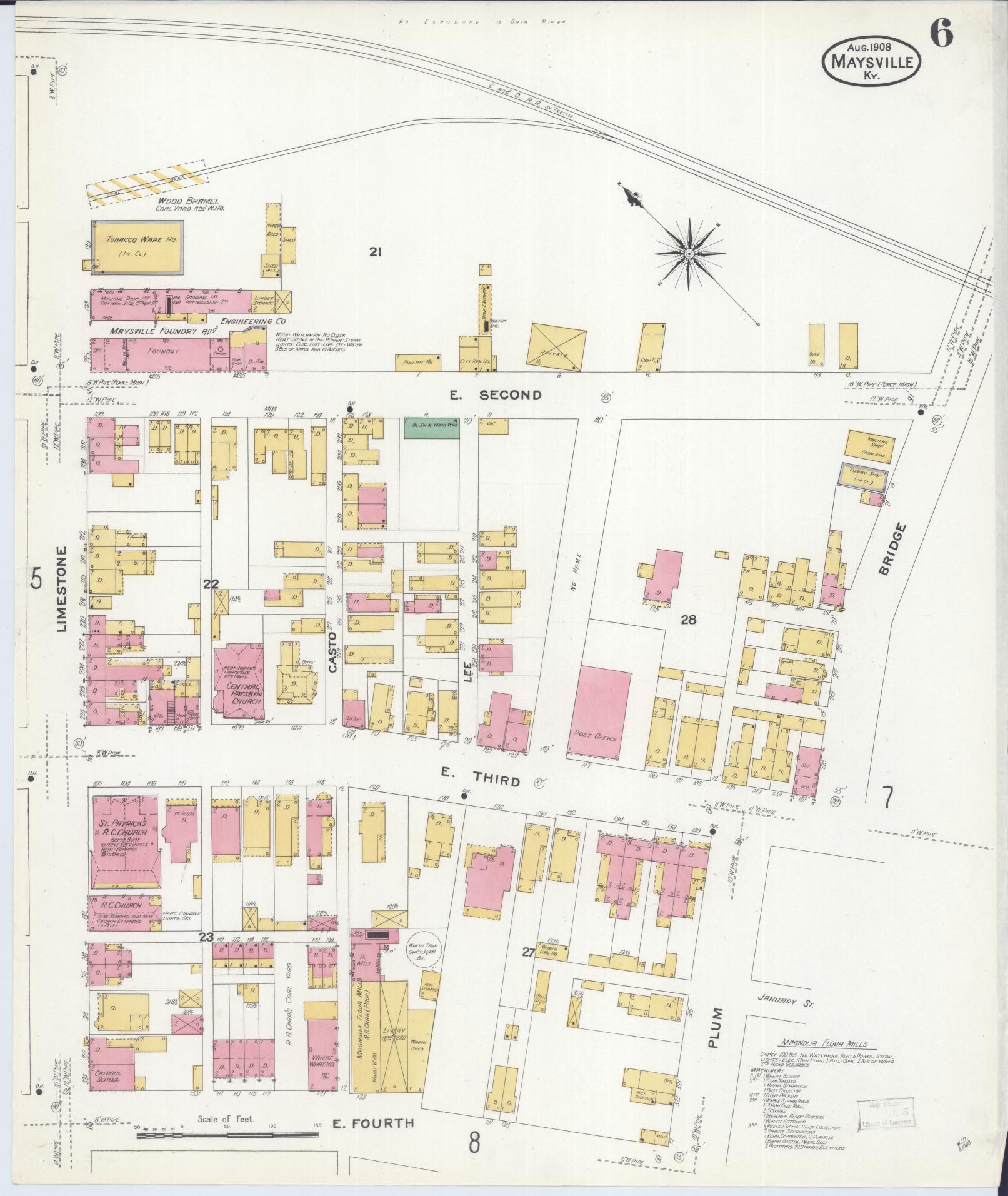Sanborn Fire Insurance Map from Maysville, Mason County, Kentucky (1908), Sheet #0006 - Complete Map Set gallery image, historic Sanborn map, vintage wall art, Kentucky Kentucky
