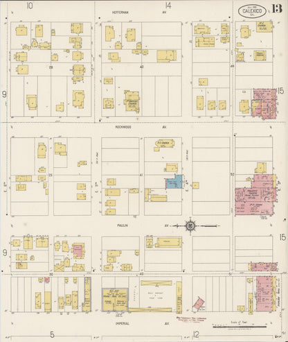 Sanborn Fire Insurance Map from Calexico, Imperial County, California (1920), Sheet #0013 - Complete Map Set gallery image, historic Sanborn map, vintage wall art, California California